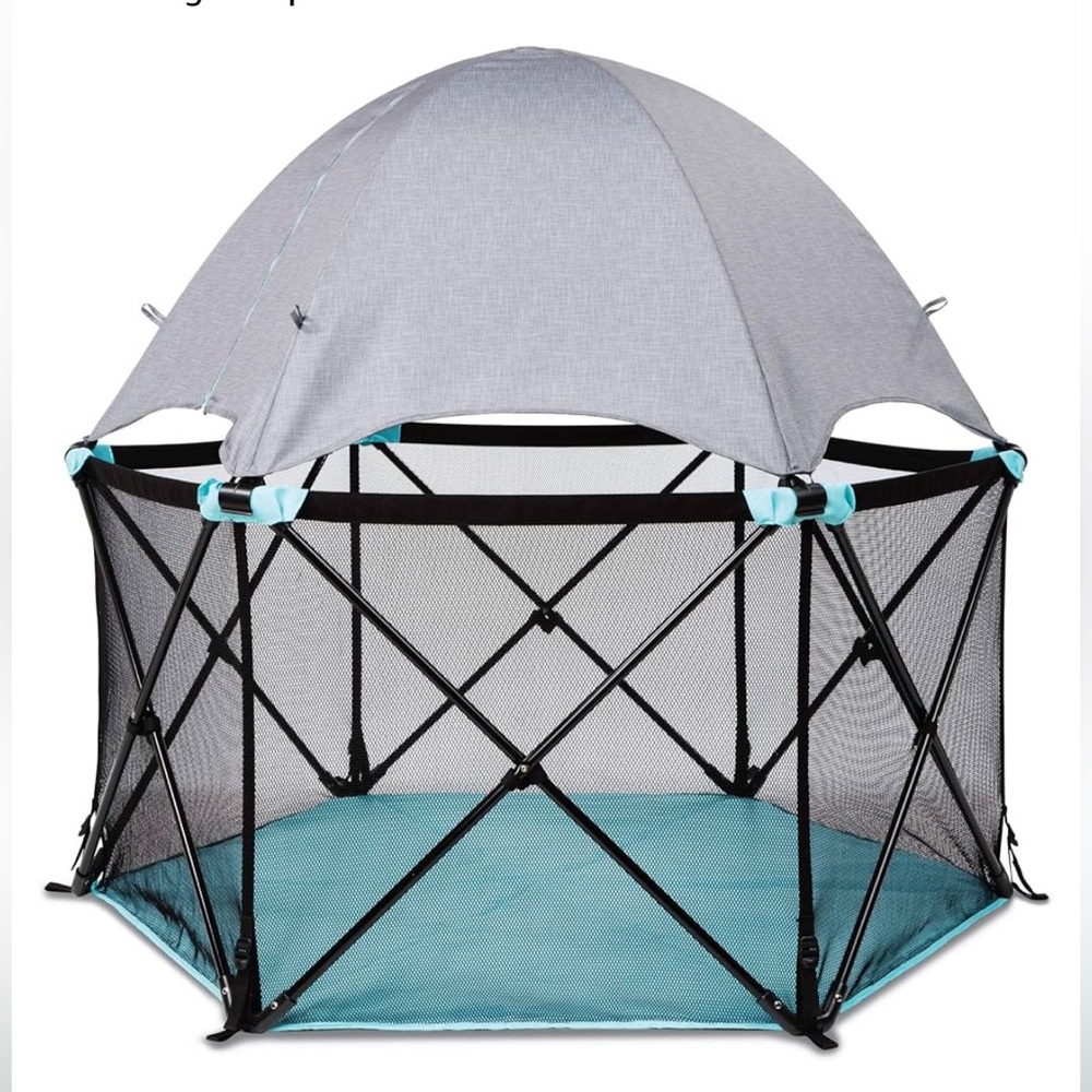 Summer Infant Pop ‘N Play Deluxe Ultimate Playard, Aqua Splash - Full Coverage